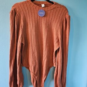 NWT Textured Rust Sweater Bodysuit
